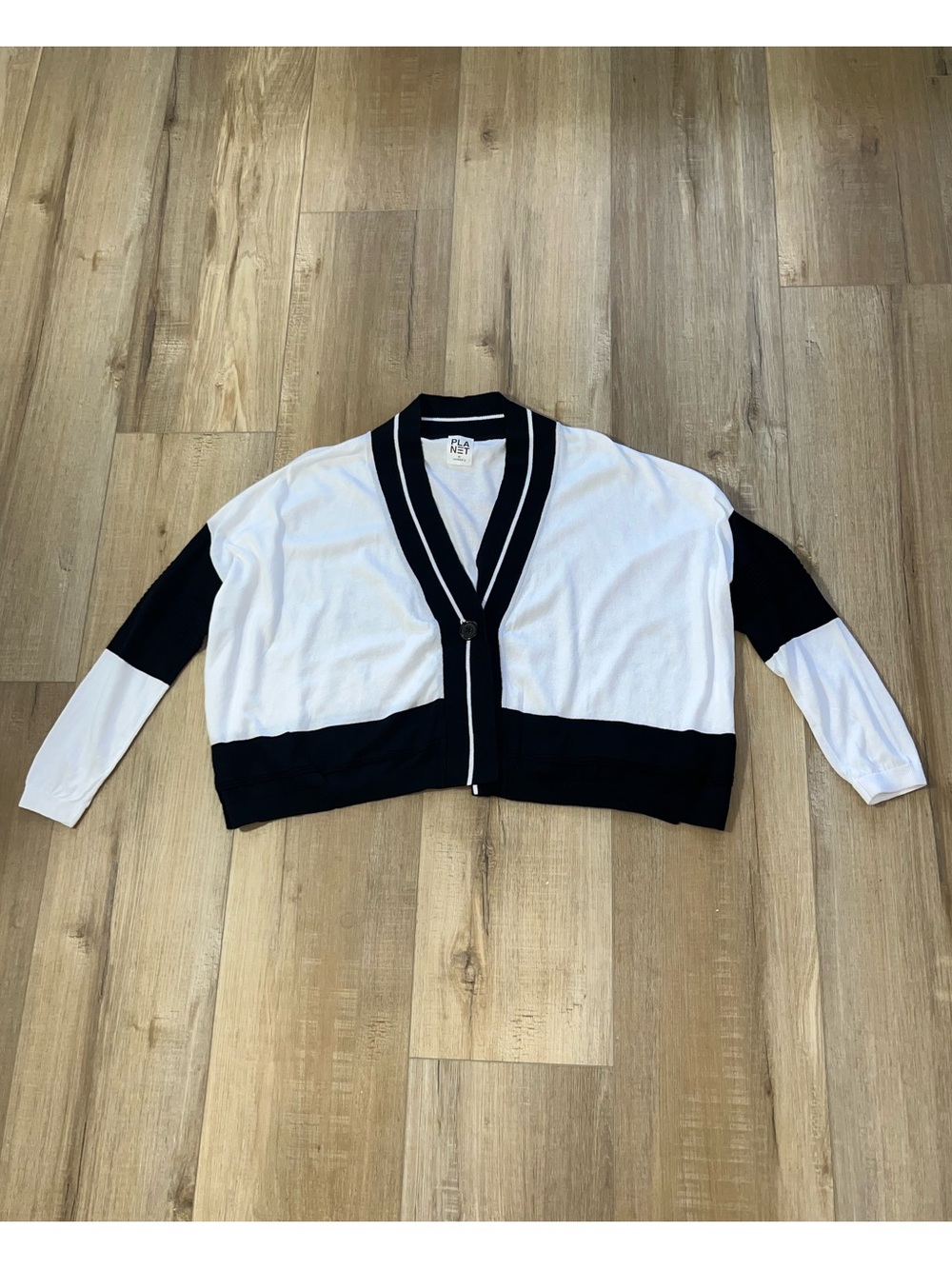 Planet by Lauren G Women’s Cotton Colorblock Cardigan One Size